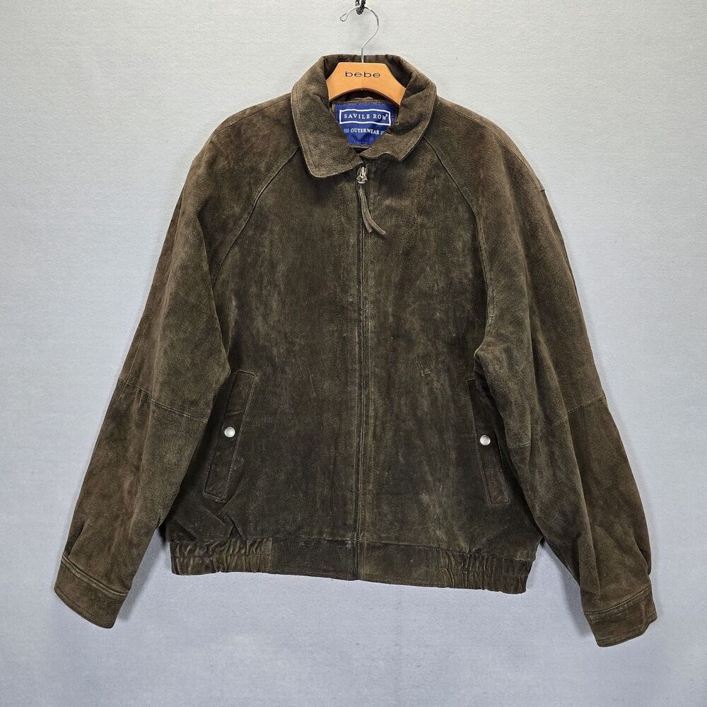 Savile Row Soft Leather Bomber Jacket Men’s L Brown Inside  Lining
